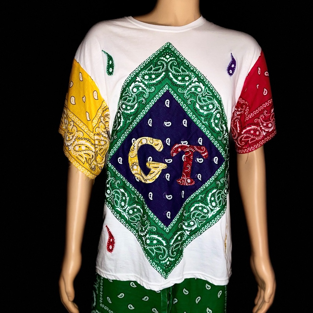 GENUINE THREADZ M L XL WHITE GREEN RED AND GOLD MUSTARD